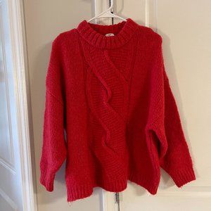 Mango red fluffy sweater